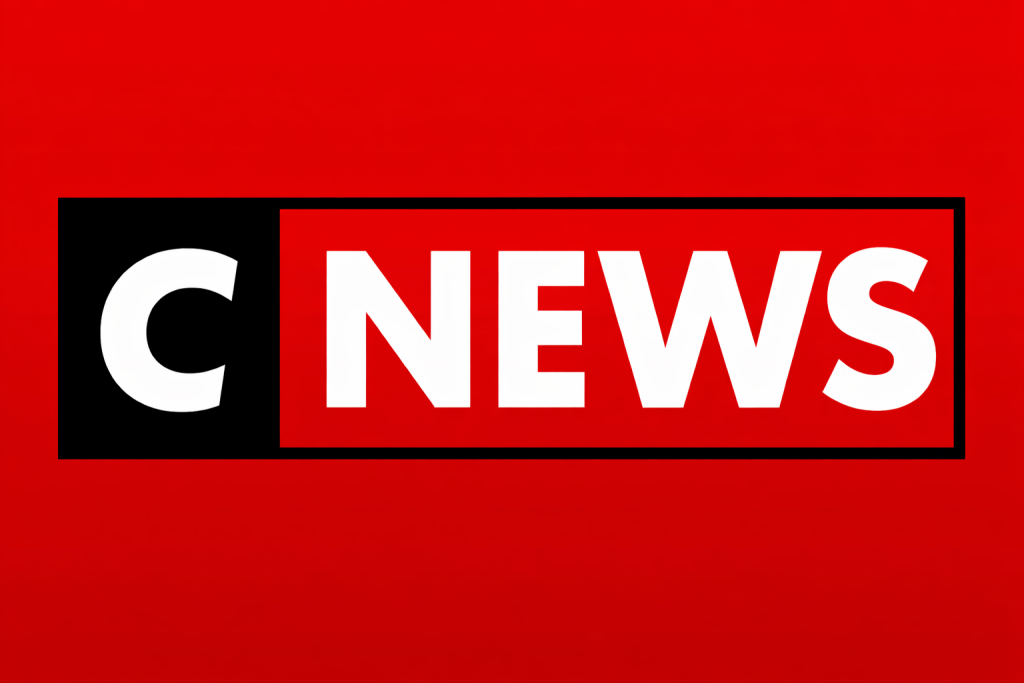Logo d’une chaîne d’information en continu sur fond rouge, symbole d’un média télévisé dédié à l’actualité et au débat public.