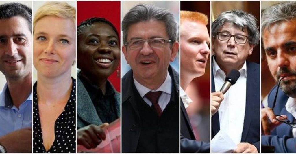 Alignement de plusieurs responsables politiques photographiés en portrait, expressions sérieuses et contrastées, illustrant un climat de tension institutionnelle et de sanctions parlementaires