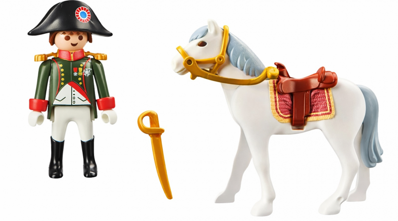 figurine jouet représentant un soldat historique accompagné d’un cheval et de ses accessoires