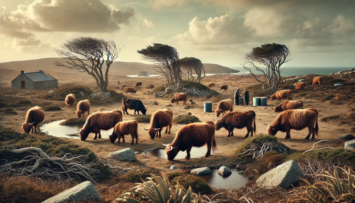 Une histoire vraie transformée en conte romancé : l’épopée des vaches sauvages de l’Atlantique, entre survie, légende et mystère.