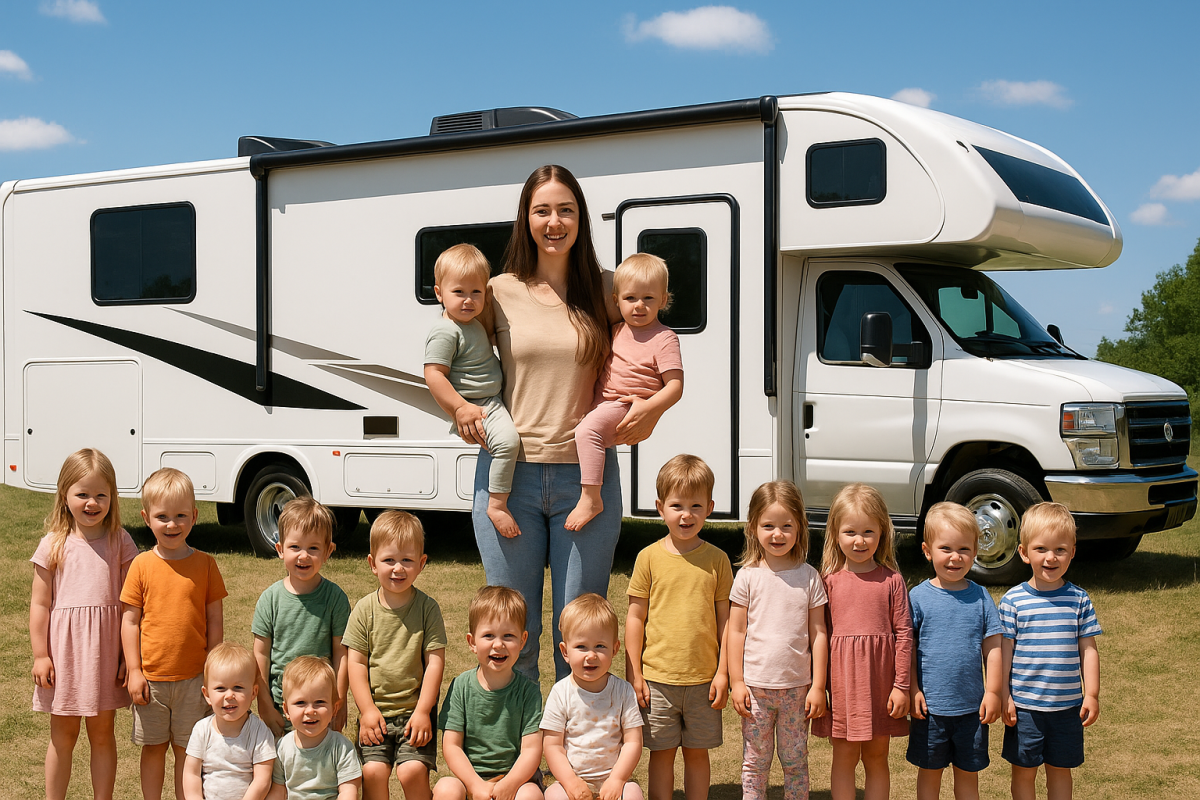 Kristina, mère de 22 enfants, partage son secret pour des étés réussis : un camping-car aménagé comme un véritable QG familial.