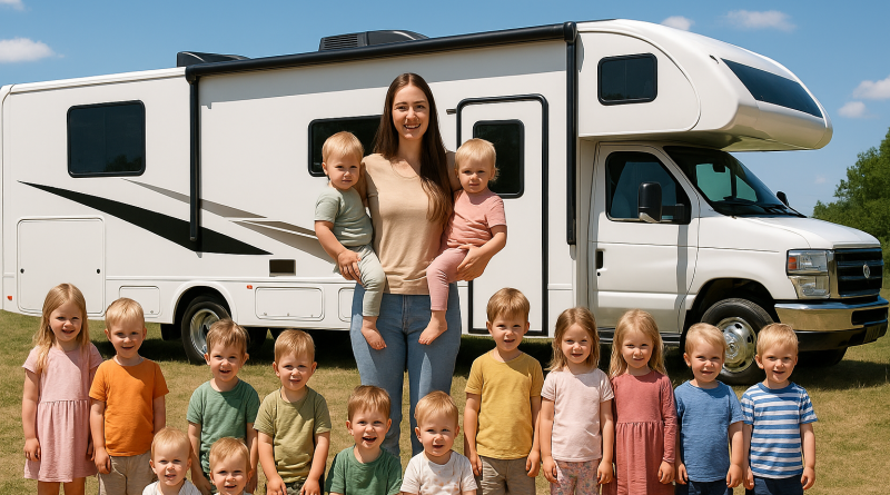 Kristina, mère de 22 enfants, partage son secret pour des étés réussis : un camping-car aménagé comme un véritable QG familial.