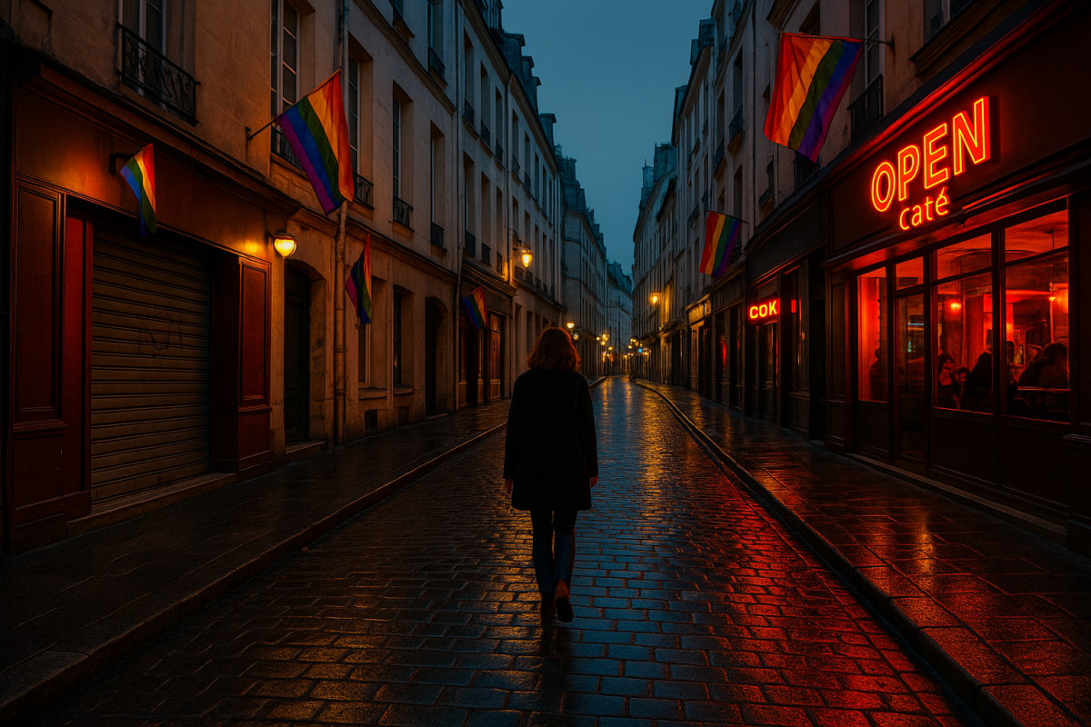 Enquête romancée sur la disparition d’un lieu mythique : le Marais LGBT+ de Paris, entre nostalgie, résistance et mutation.