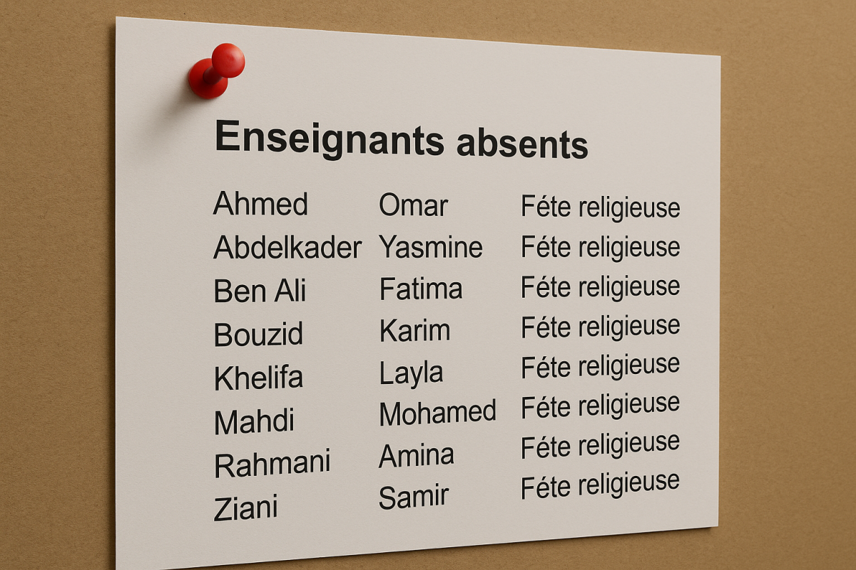 Affichage des profs absents pour l’Aïd : erreur de gestion ou acte discriminatoire ? Une controverse qui divise l’Éducation nationale.