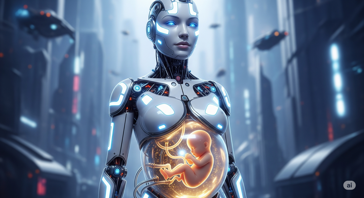 Un robot enceinte d’un bébé humain