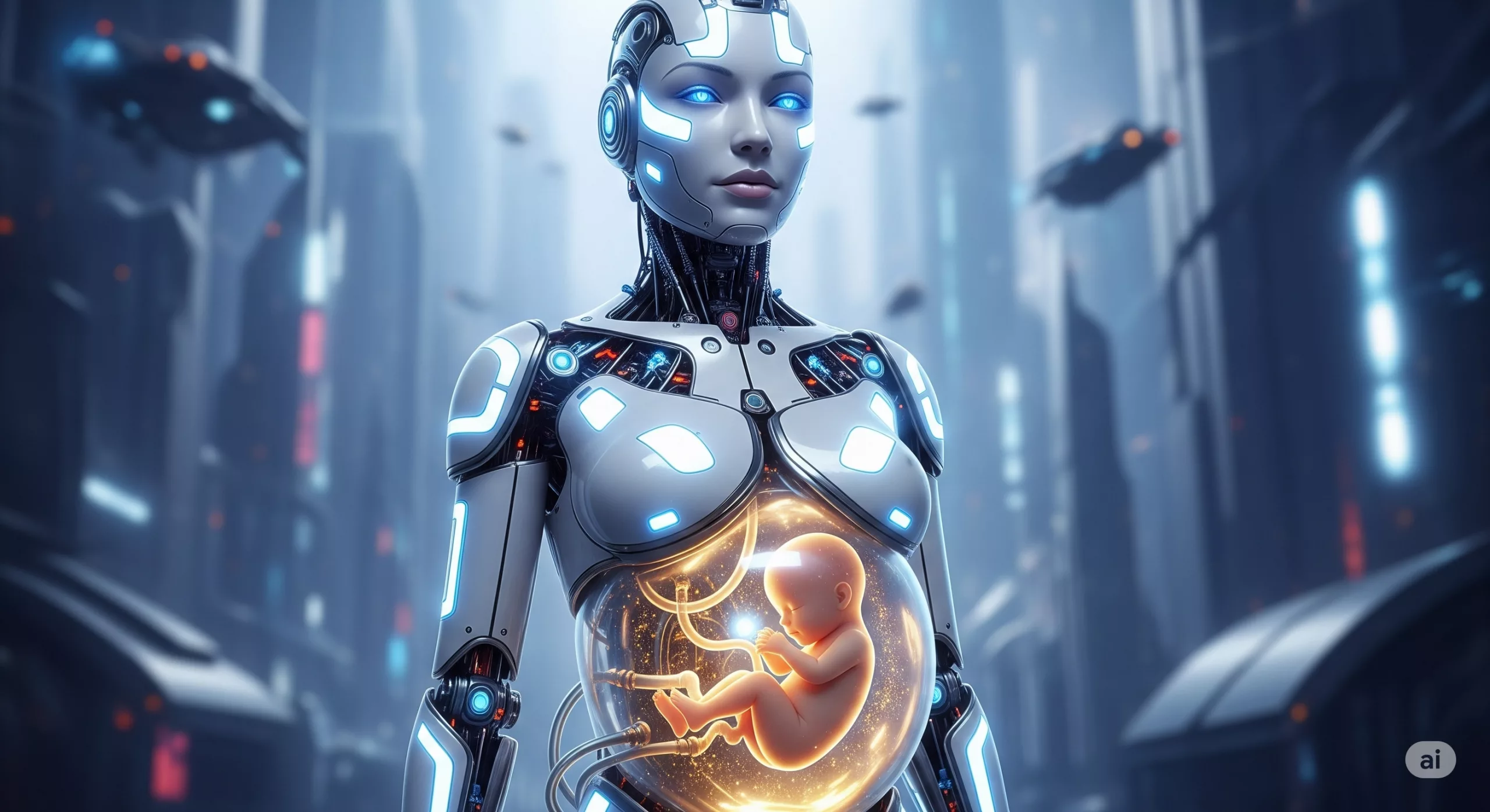 Un robot enceinte d’un bébé humain
