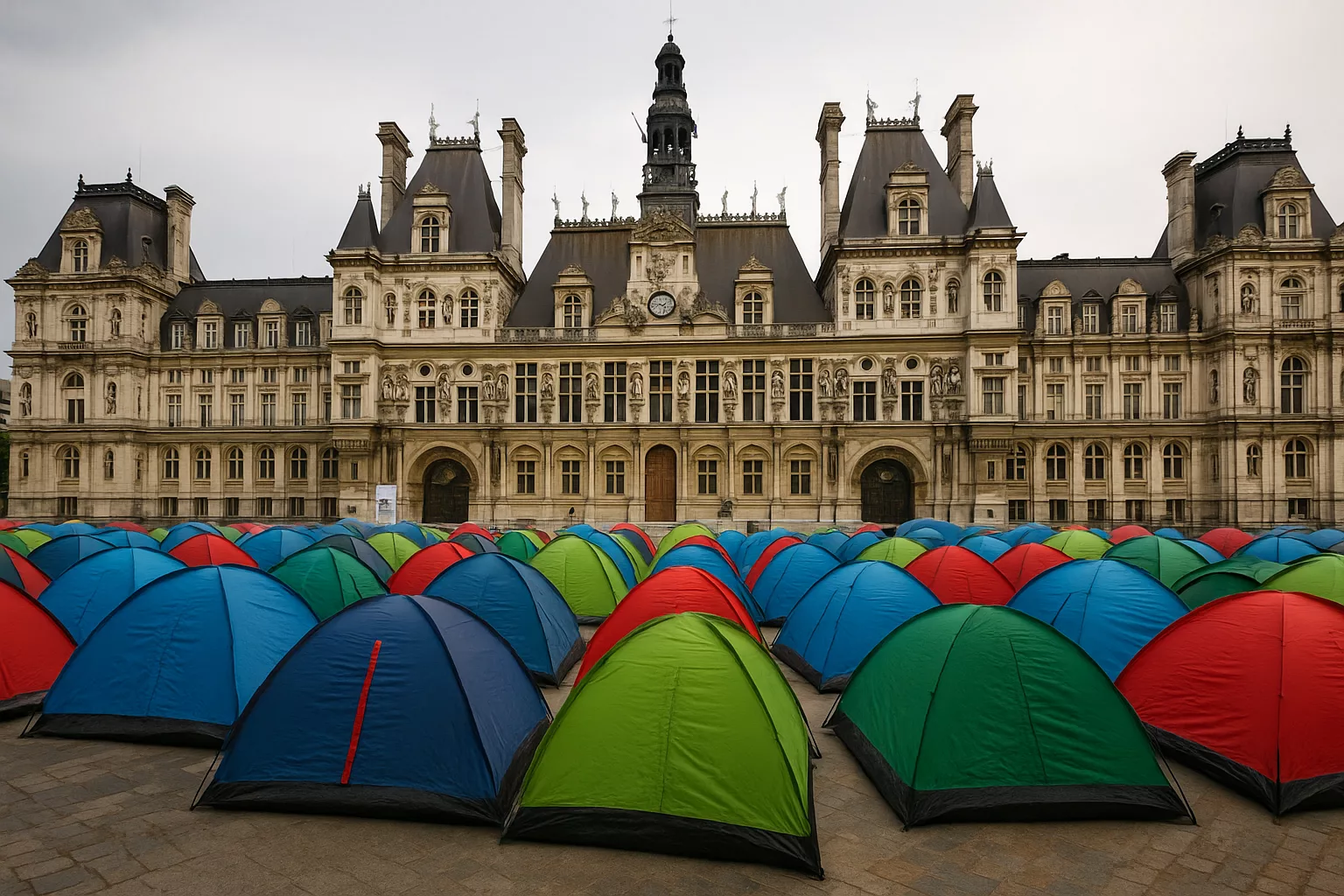 Sous le soleil brûlant, 250 migrants survivent sur le parvis de la mairie de Paris, sans solution d’hébergement. Utopia 56 alerte. TF1 Info.