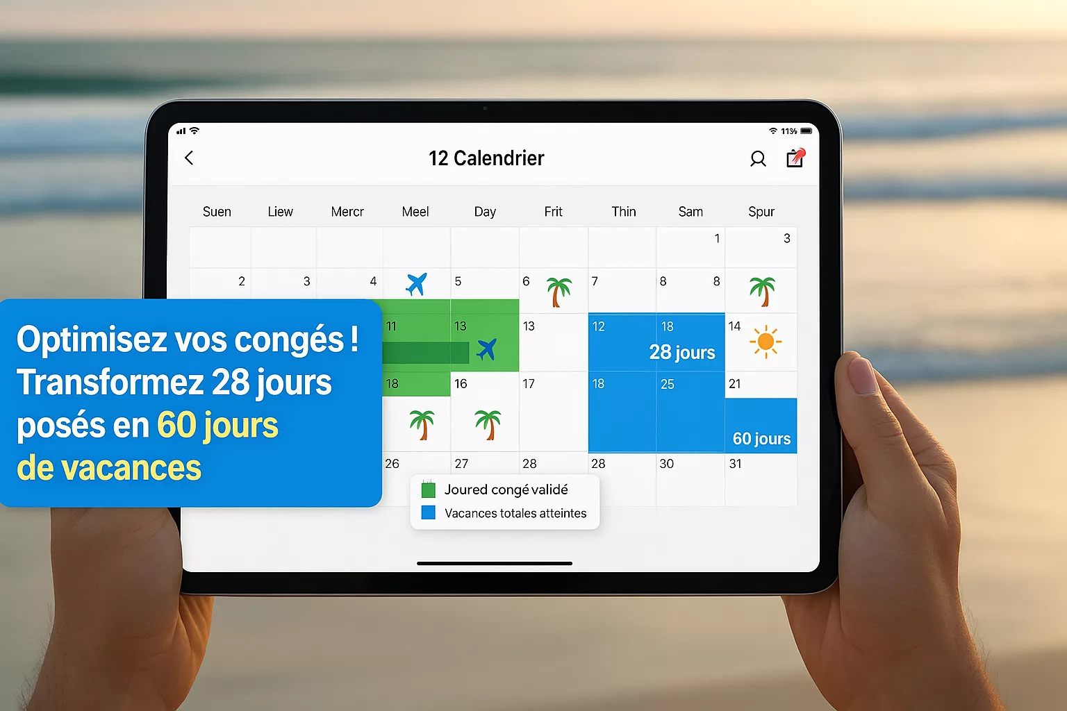 Vacances 2026 : Le calendrier secret qui vous offre 60 jours de repos avec 28 jours posés