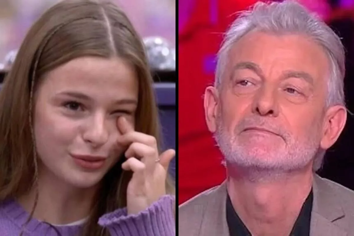 Montage photo montrant une jeune candidate de la Star Academy en gros plan à gauche, et le chroniqueur Gilles Verdez en plateau télé à droite, illustrant la polémique autour des likes politiques de la candidate.