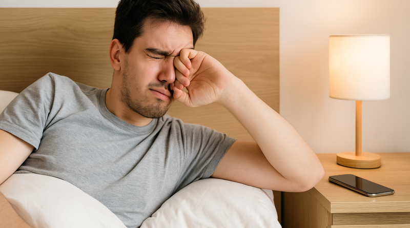 Main touchant un smartphone le matin avant un lavage, illustrant un geste augmentant le risque d’infection.