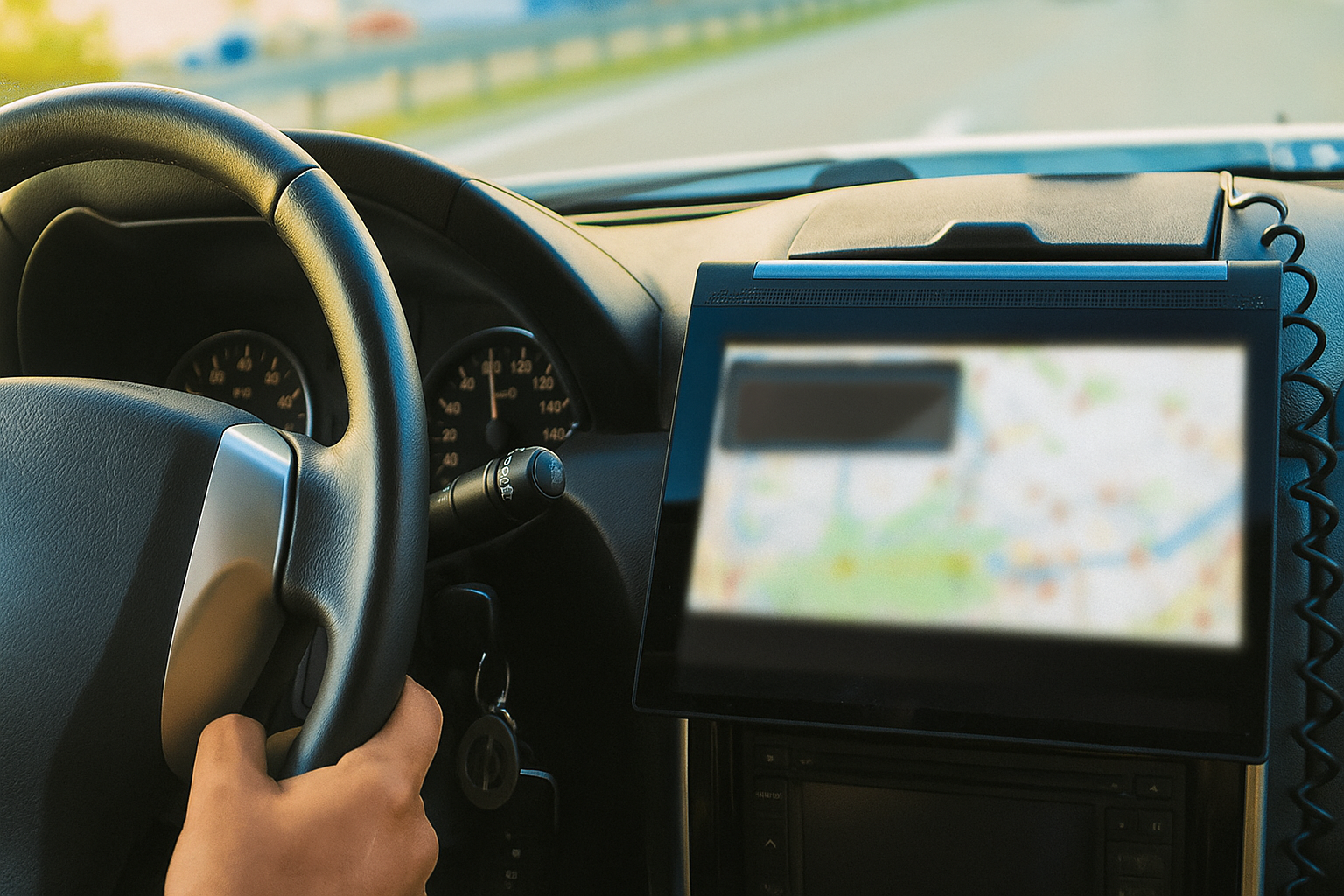 Un papy au volant de sa voiture suivant les indications d’un GPS flouté, symbole d’un trajet banal devenu un incroyable voyage jusqu’en Croatie.