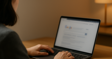 Personne utilisant un ordinateur portable pour naviguer sur internet dans un environnement calme et sécurisé