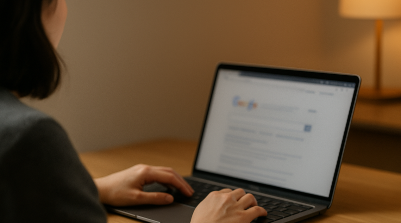 Personne utilisant un ordinateur portable pour naviguer sur internet dans un environnement calme et sécurisé