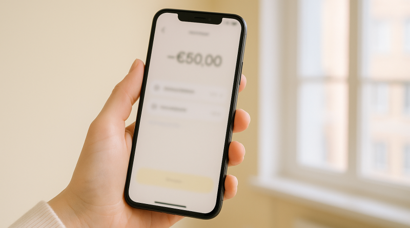 Interface d’une application de paiement mobile affichant un envoi d’argent instantané sur smartphone