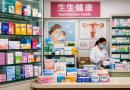 Vue extérieure d’un centre de santé avec affichage de produits de santé reproductive.