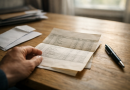 Relevé bancaire ancien consulté sur une table en bois, illustrant une épargne laissée sans surveillance.