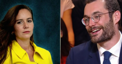 Portrait en diptyque montrant une femme en veste jaune au regard sérieux et un homme barbu en costume bleu souriant, photographiés séparément dans des contextes distincts.