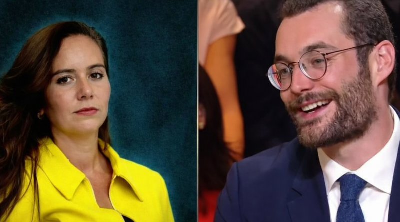 Portrait en diptyque montrant une femme en veste jaune au regard sérieux et un homme barbu en costume bleu souriant, photographiés séparément dans des contextes distincts.