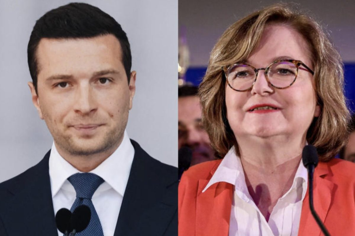 Portraits côte à côte de deux responsables politiques français lors d’interventions publiques, illustrant un affrontement médiatique après la diffusion d’une fausse information sur les réseaux sociaux