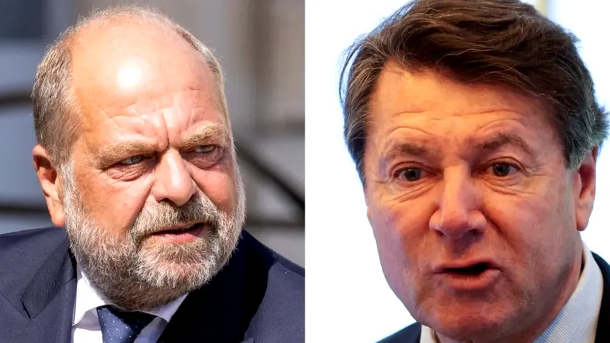 Deux hommes politiques en très gros plan face à face, regards intenses et expressions tendues, illustrant une confrontation violente et un clash sous haute tension