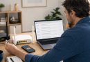 Personne consultant sa messagerie électronique sur un ordinateur après avoir changé d’opérateur Internet, avec les services Orange, Free, SFR et Bouygues Telecom évoqués.