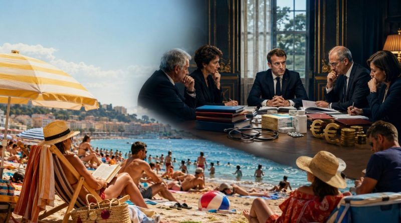 Emmanuel Macron et des membres du gouvernement travaillant sur des mesures budgétaires impopulaires pendant que les Français profitent de leurs vacances d’été
