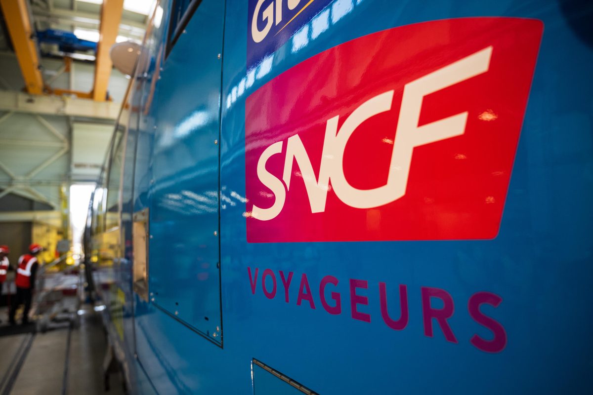 Gros plan sur le logo SNCF apposé sur un TGV en gare de Lyon à Paris. Cette image illustre la polémique née après la mort du chat Gina, tué sous un train après s'être échappé sur les voies, relançant le débat sur les procédures de la SNCF concernant les animaux domestiques.