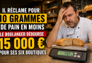 Boulanger allemand devant un demi-pain posé sur une balance affichant 490 grammes, après une réclamation pour 10 grammes manquants ayant conduit à près de 15 000 euros d’investissement.