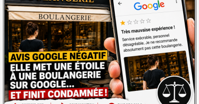 Illustration d’une cliente publiant un avis Google négatif d’une étoile sur une boulangerie, en référence à l’affaire d’une jeune femme condamnée en Suisse après ses publications contre un établissement et une employée.