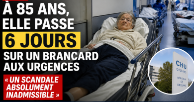 Femme âgée de 85 ans allongée sur un brancard dans un couloir d’urgences, illustration de l’affaire de l’ancienne élue municipale ayant passé six jours et cinq nuits sur un brancard au CHU d’Orléans faute de lit disponible.