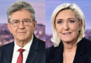 Marine Le Pen et Jean-Luc Mélenchon, alors qu’un sondage Ifop envisage un possible duel Le Pen-Mélenchon au second tour de la présidentielle 2027.