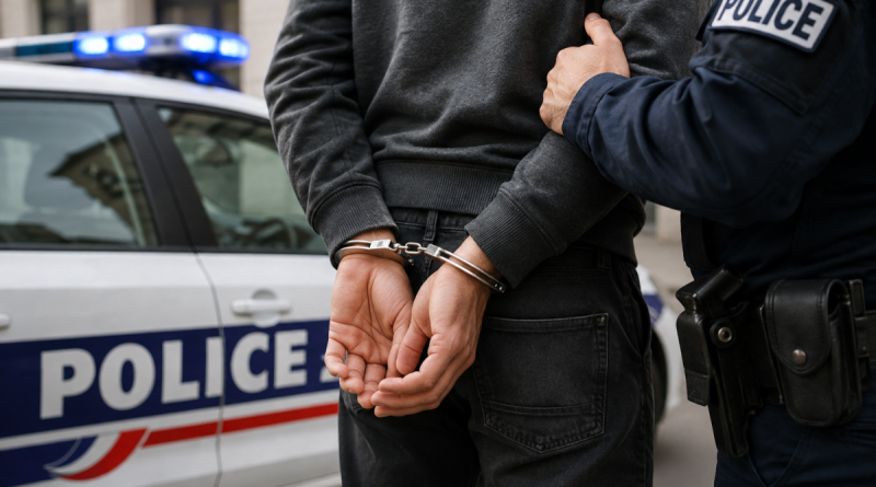 Homme menotté après une interpellation pour trafic de cocaïne à Perpignan