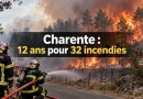 Incendie de forêt en Charente avec des sapeurs-pompiers en intervention, illustration de l’affaire des 32 incendies ayant conduit à une condamnation à 12 ans de prison.