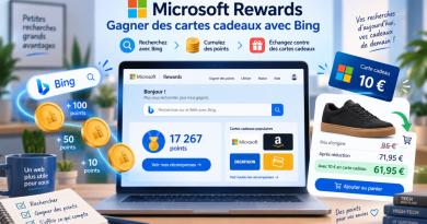 Illustration Microsoft Rewards montrant comment gagner des cartes cadeaux avec Bing et réduire le prix d’une paire de chaussures Vans achetée sur Zalando