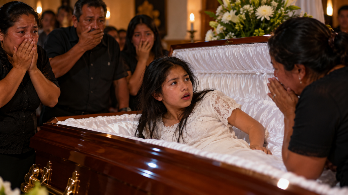 Une adolescente de 15 ans se réveille dans son cercueil au Guatemala, sous les regards stupéfaits de sa famille réunie pour une veillée funèbre. Vêtue d'une robe blanche, la jeune fille se redresse dans un cercueil en bois ouvert, entourée de proches bouleversés, les mains devant la bouche. Reconstitution de l'histoire de Yuleidy Ixcotoyac, présumée morte après un malaise et ayant repris connaissance plusieurs heures plus tard.