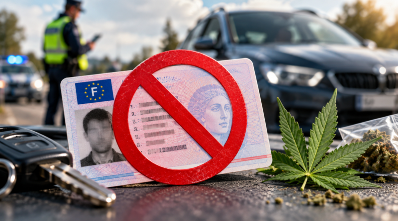 Permis de conduire français illustrant la suspension possible pour usage réitéré de cannabis et de stupéfiants même sans avoir conduit