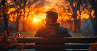 Un homme assis seul dans un parc au coucher du soleil, illustration d'un témoignage sur les blessures de l'enfance.